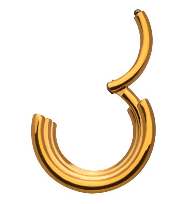24kt Gold PVD Titanium Triple Layered Hinged Segment Ring