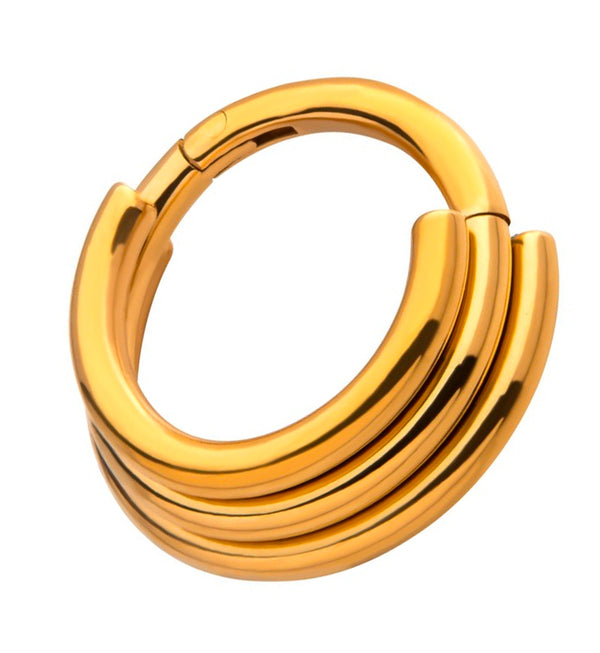 24kt Gold PVD Titanium Triple Layered Hinged Segment Ring