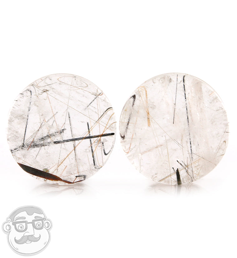 Rutilated Quartz Stone Plugs 1 Inch (25mm)