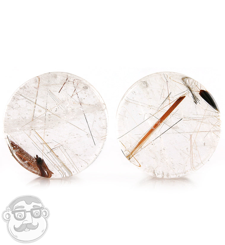 Rutilated Quartz Stone Plugs 1 Inch (25mm)