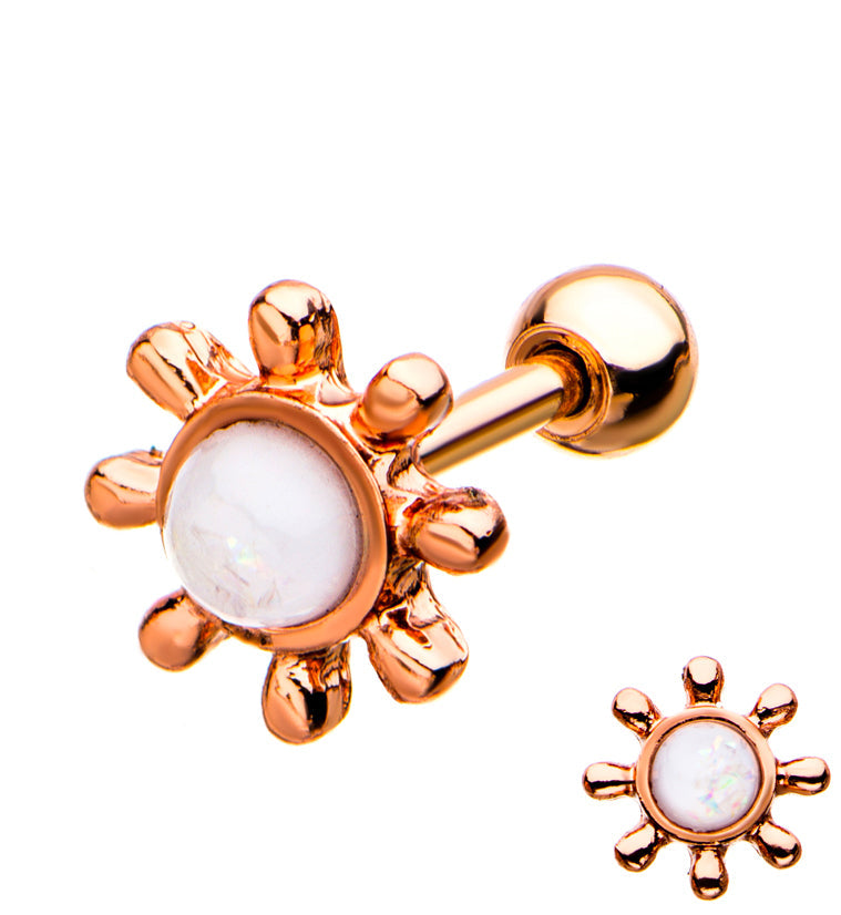 18G Rose Gold PVD Star Opal Cartilage Barbell