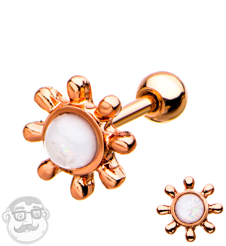 18G Rose Gold PVD Star Opal Cartilage Barbell