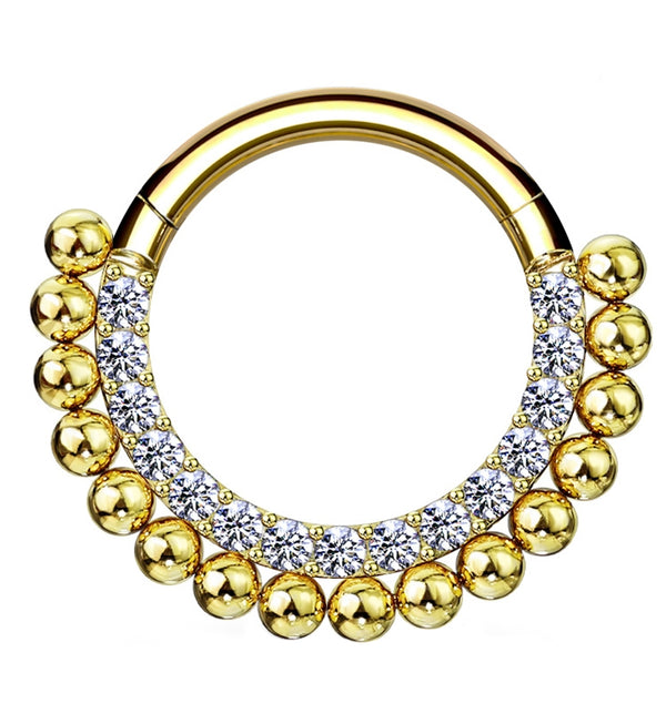 Arena Gold PVD Cluster Bead CZ Hinged Segment Hoop Ring