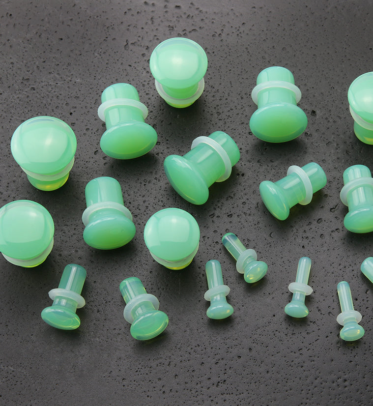 Mint Opalite Glass Plugs - Single Flare
