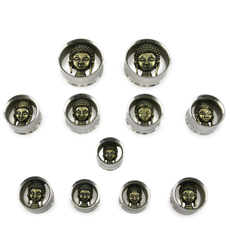 3D Buddha Stainless Steel Tunnel Plugs