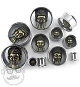 3D Buddha Stainless Steel Tunnel Plugs