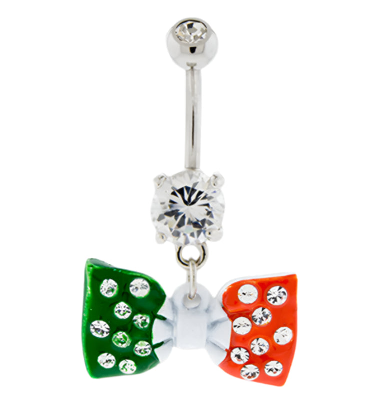 Irish CZ Bow Bwlly Button Ring
