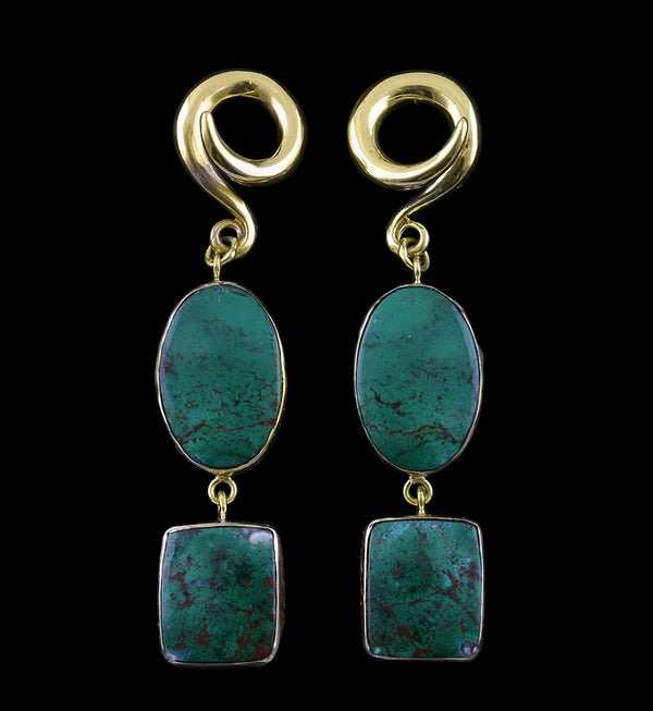 Double Malachite Stone Ear Weights Version 2