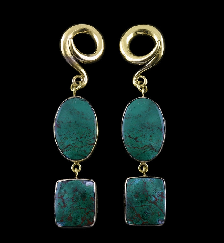 Double Malachite Stone Ear Weights Version 2