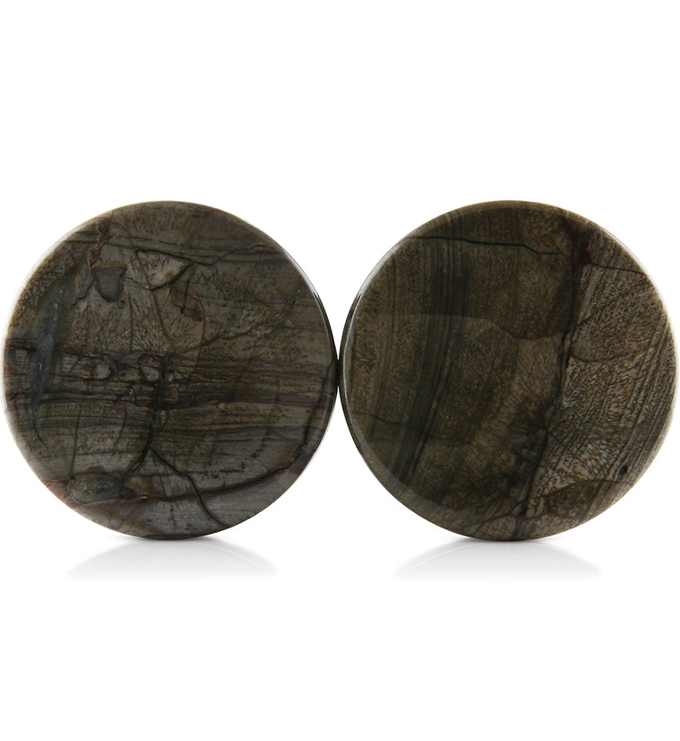 Mushroom Jasper Stone Plugs 1 Inch (25mm) Version 3