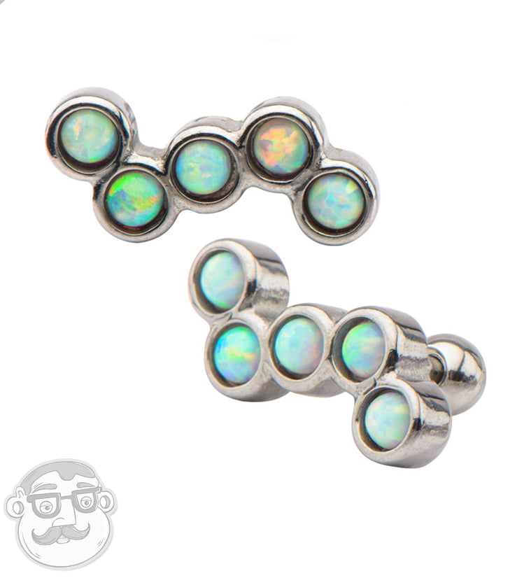 18G White Opalite Bunch Tragus / Cartilage Barbell