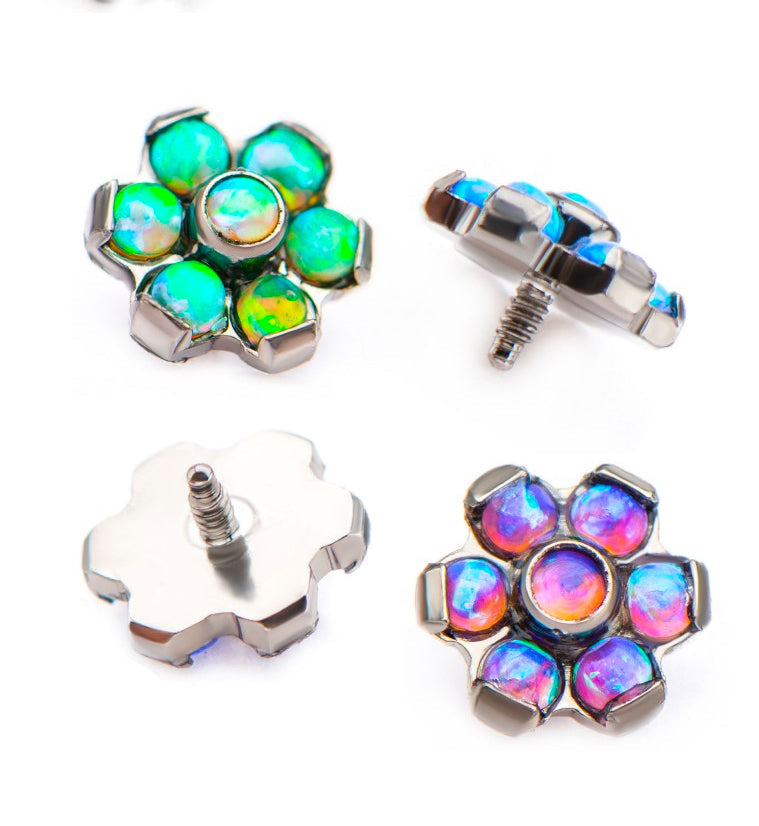 16G Purple Opal Flower Titanium Bezel End