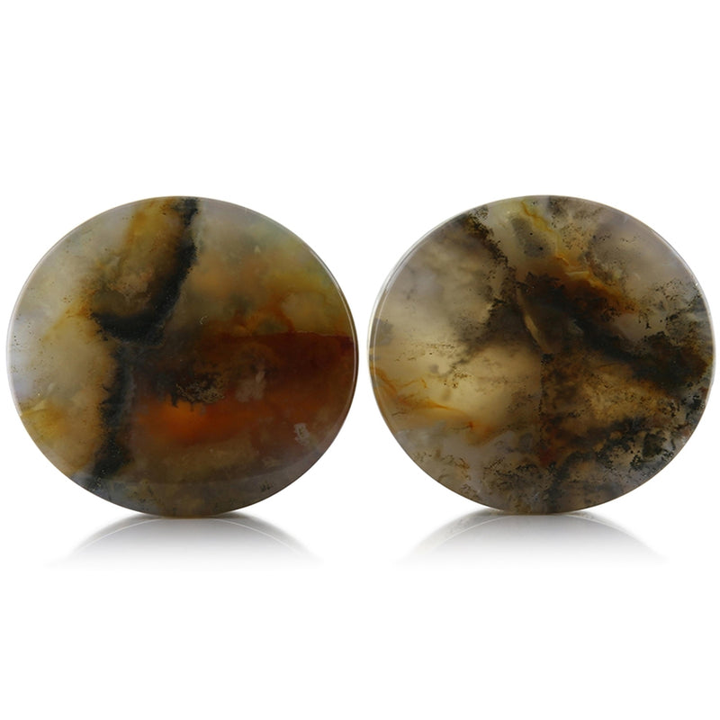 Graveyard Point Plume Agate Stone Plugs 1 Inch (25mm) Version 7