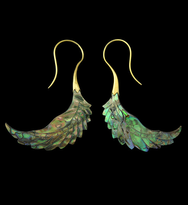 18G Pinion Brass Abalone Hangers / Earrings