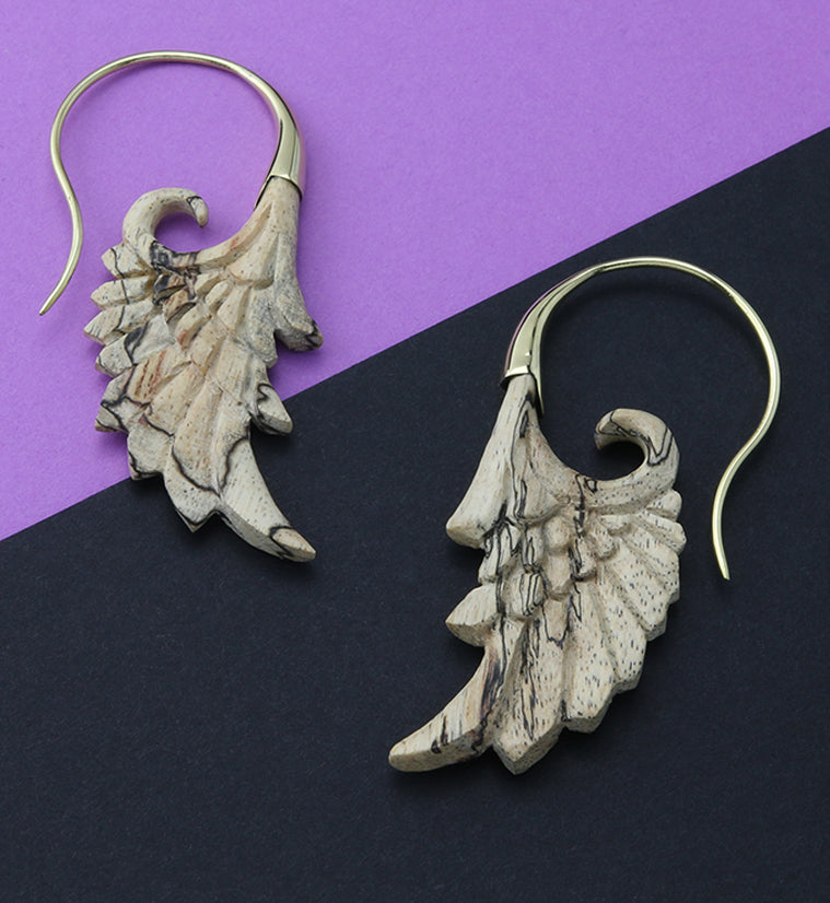 18G Wing Brass Tamarind Wood Hangers / Earrings