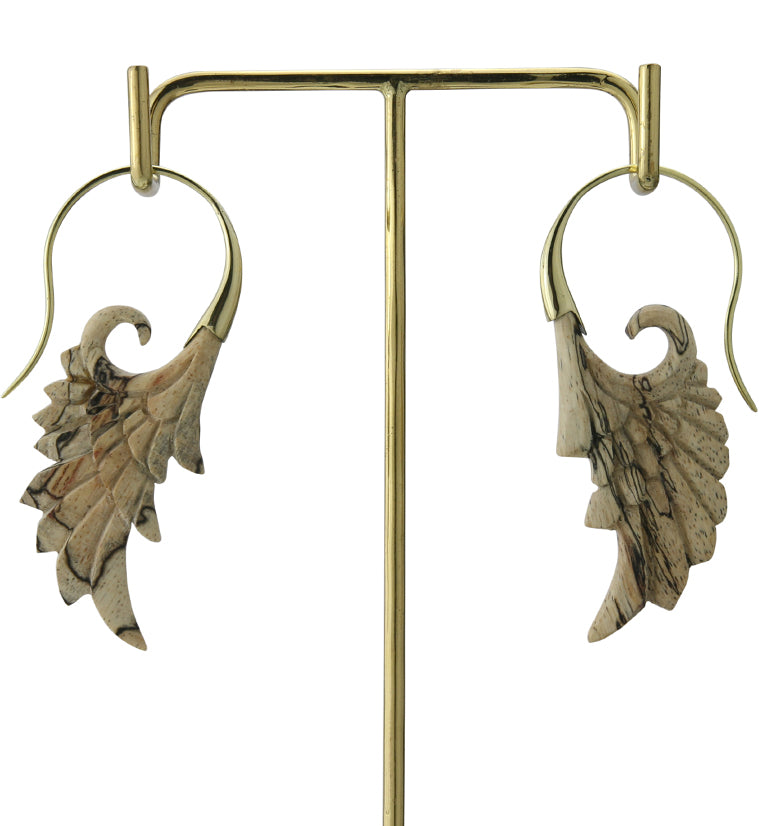 18G Wing Brass Tamarind Wood Hangers / Earrings