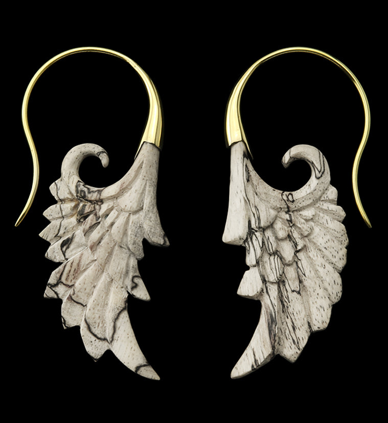 18G Wing Brass Tamarind Wood Hangers / Earrings