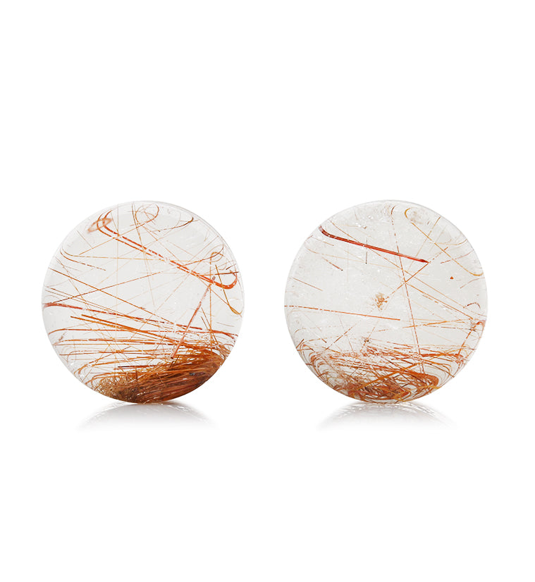 Rutilated Quartz Stone Plugs 3/4 Inch (19mm) Version 2