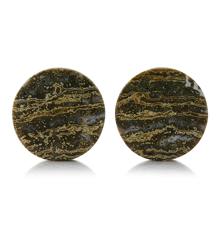 Ocean Jasper Stone Plugs 1 Inch (25mm) Version 1