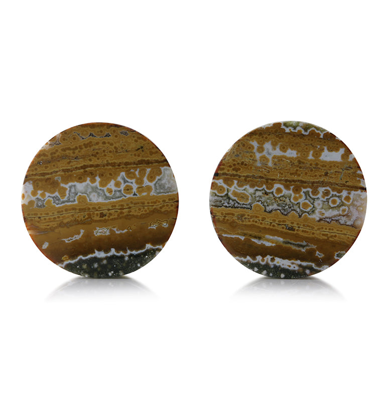 Ocean Jasper Stone Plugs 1 Inch (25mm) Version 3
