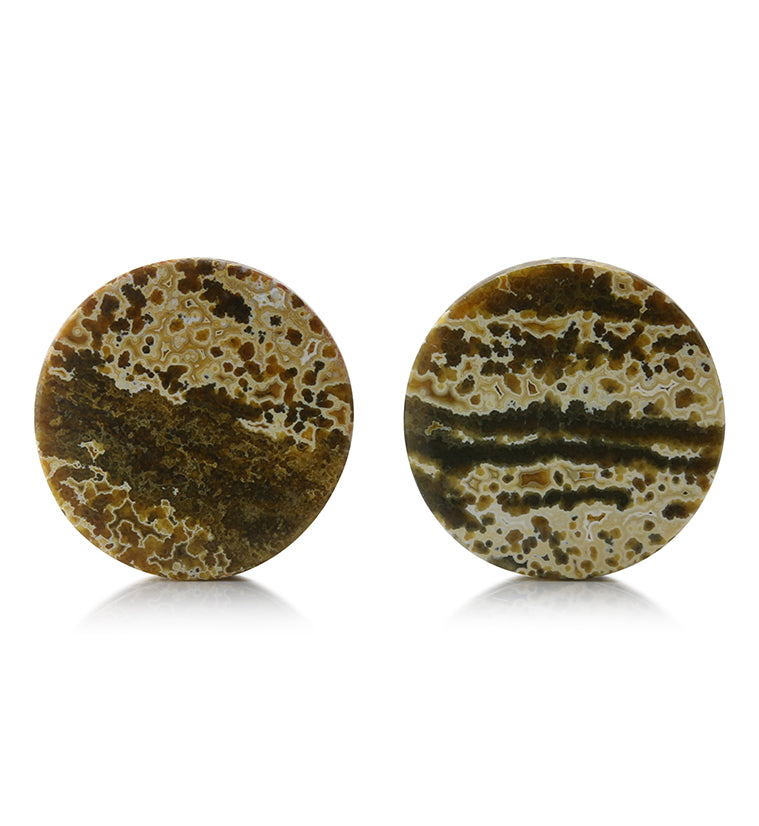 Ocean Jasper Stone Plugs 1 & 1/8 Inch (28.5mm) Version 4