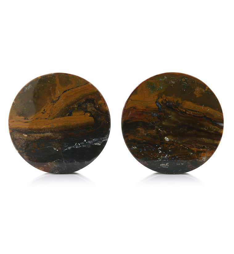 Ocean Jasper Stone Plugs 1 & 3/8 Inch (35mm) Version 2
