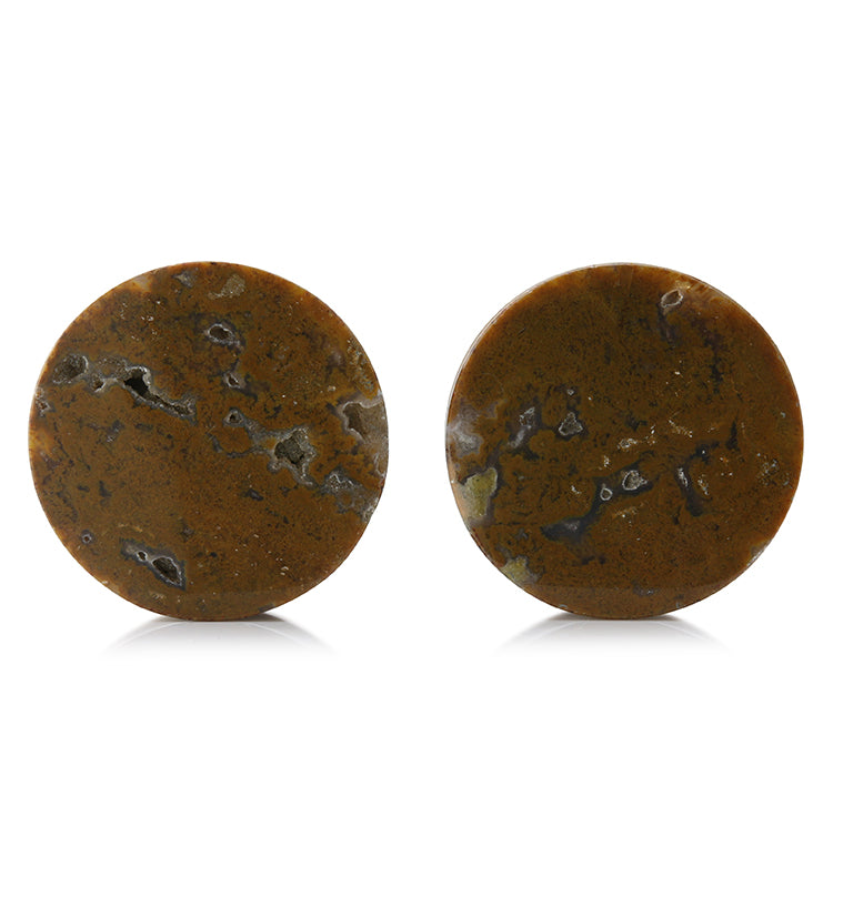 Ocean Jasper Stone Plugs 1 & 3/8 Inch (35.3mm) Version 4