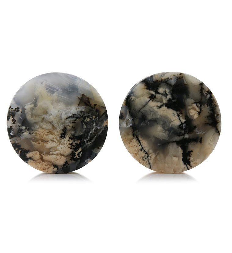 Tiger Agate Dendritic Stone Plugs 1 & 3/8 Inch (35.5mm) Version 3