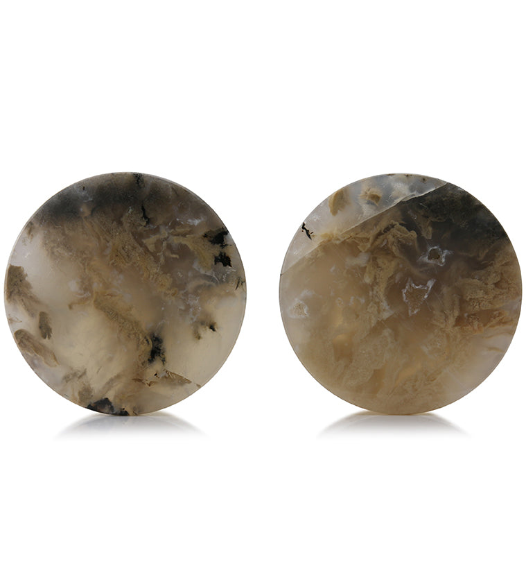 Tiger Agate Dendritic Stone Plugs 1 & 1/2 Inch (38.4mm) Version 2
