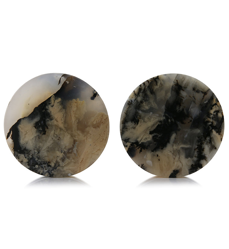 Tiger Agate Dendritic Stone Plugs 1 & 1/2 Inch (38.4mm) Version 3