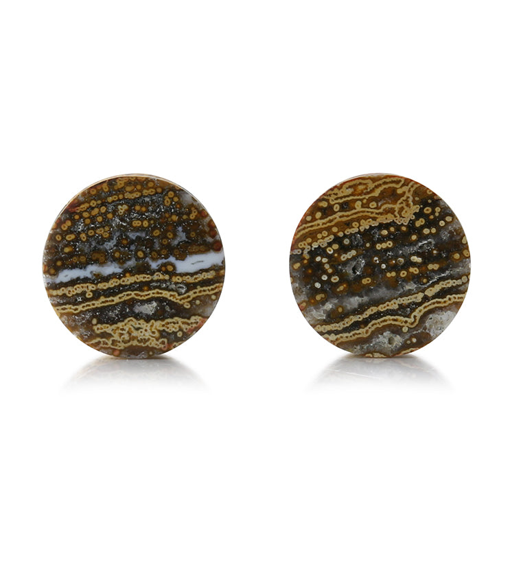 Ocean Jasper Stone Plugs 9/16 Inch (14mm) Version 2