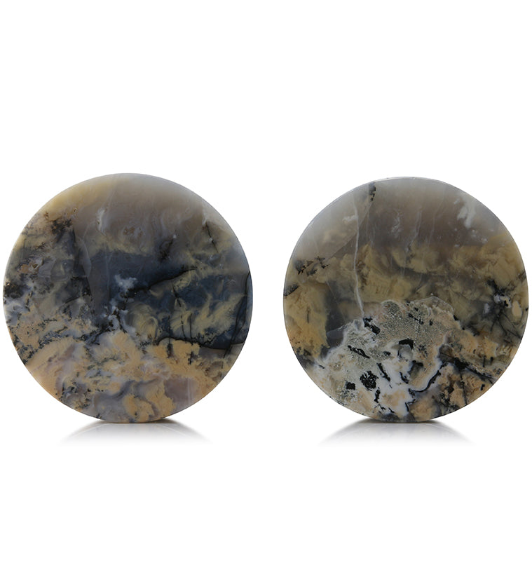 Tiger Agate Dendritic Stone Plugs 1 & 1/2 Inch (38.6mm) Version 4