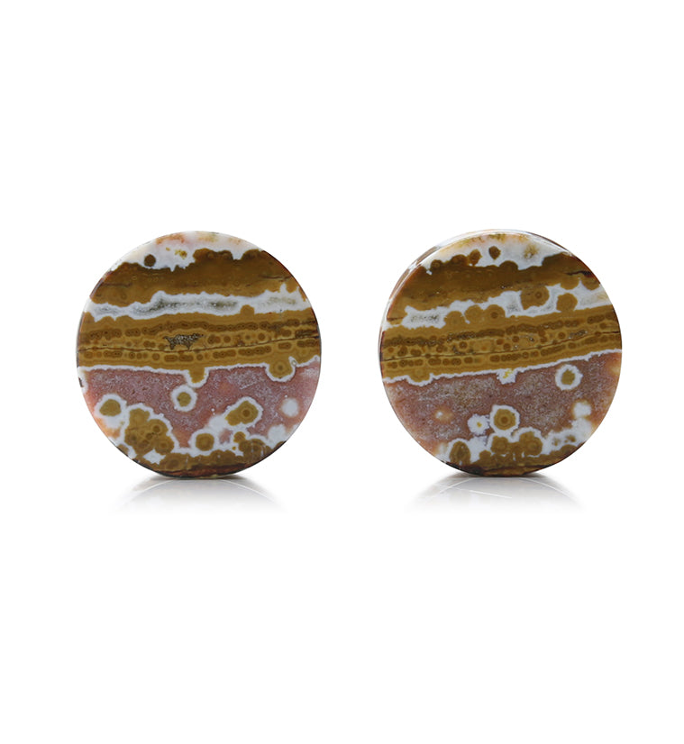 Ocean Jasper Stone Plugs 5/8 Inch (16.5mm) Version 4