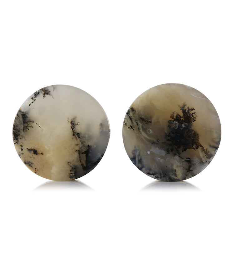 Tiger Agate Dendritic Stone Plugs 1 & 1/4 Inch (32.4mm) Version 3