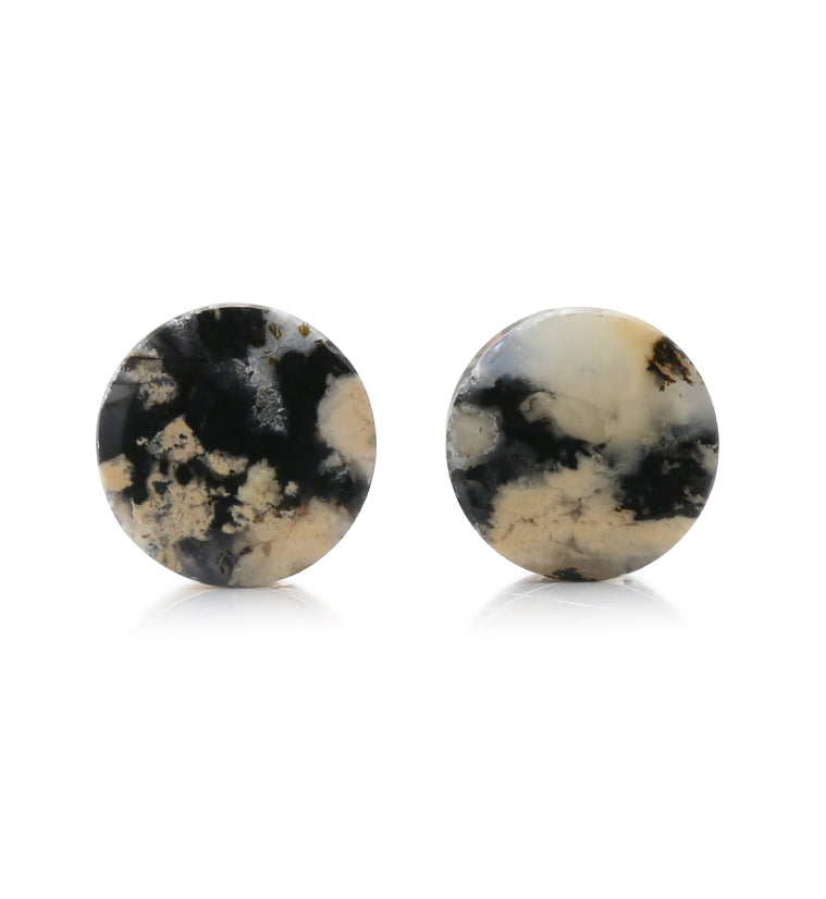 Tiger Agate Dendritic Stone Plugs 1/2 Inch (12.5mm) Version 2
