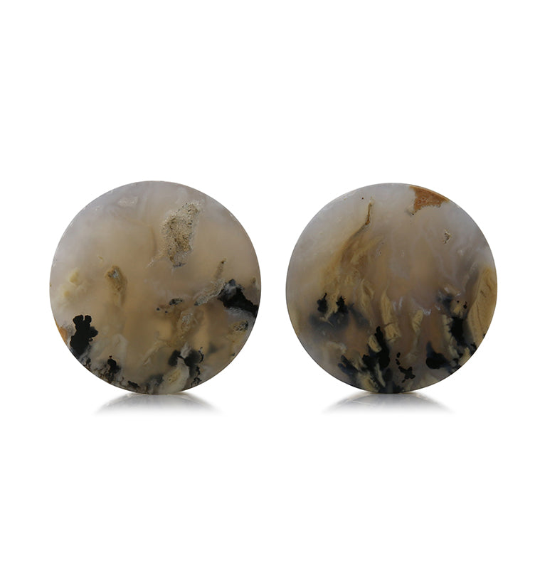 Tiger Agate Dendritic Stone Plugs 1 Inch (25.1mm) Version 1