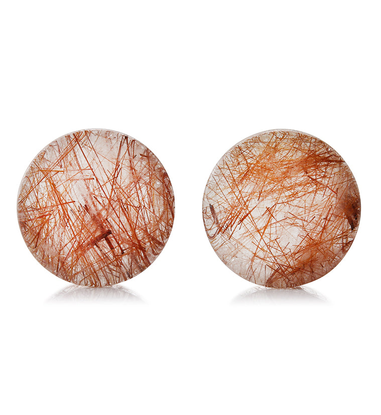 Rutilated Quartz Stone Plugs 1 Inch (25mm) Version 4