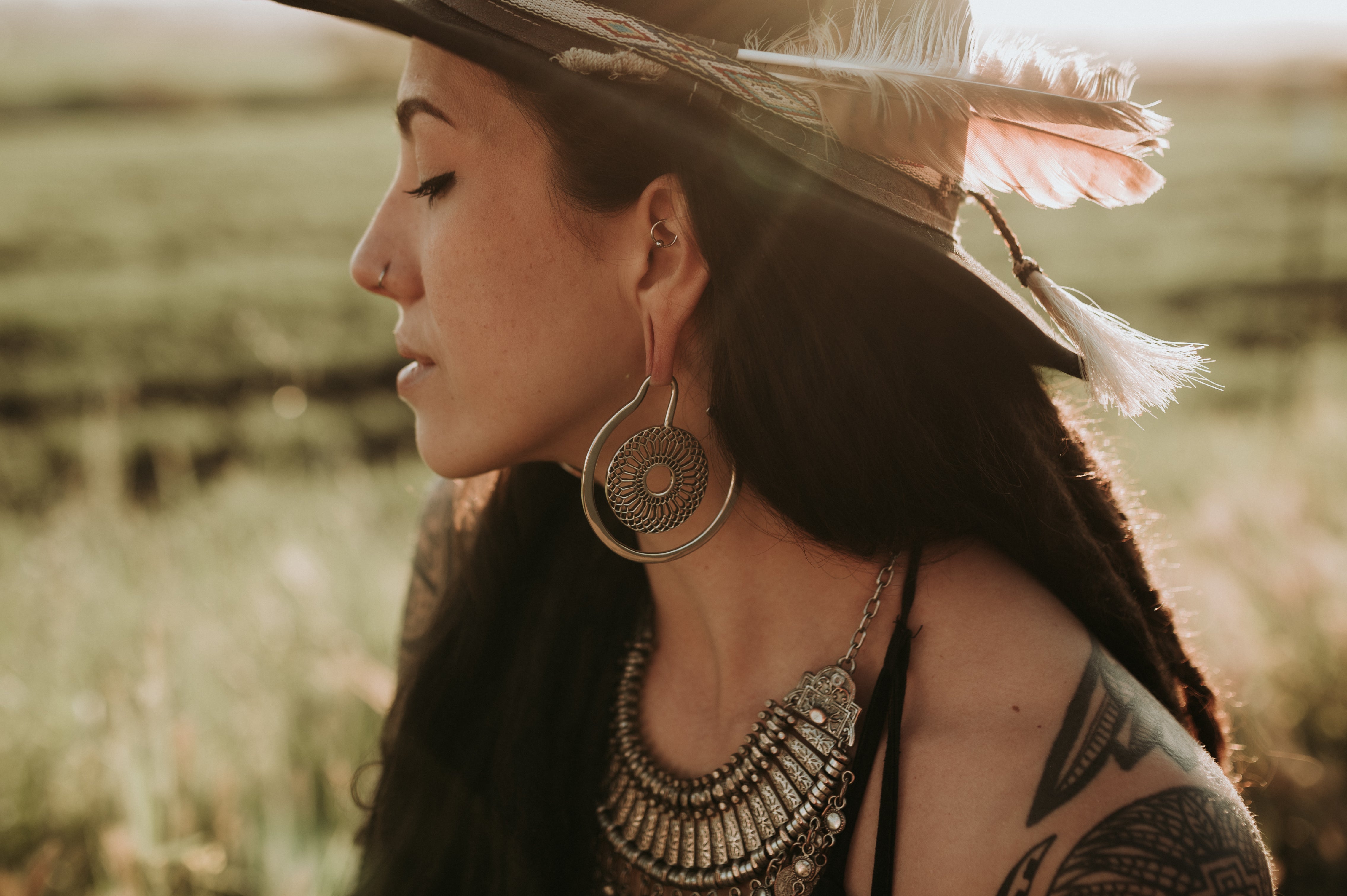 Geo Flower White Brass Ear Weights