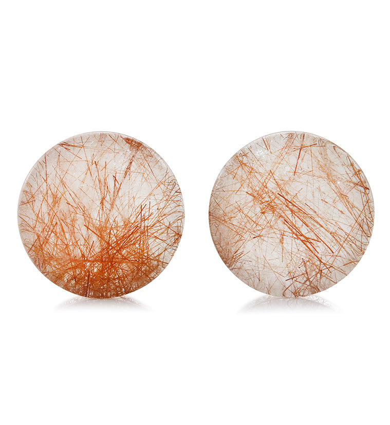 Rutilated Quartz Stone Plugs 1 Inch (25mm) Version 7