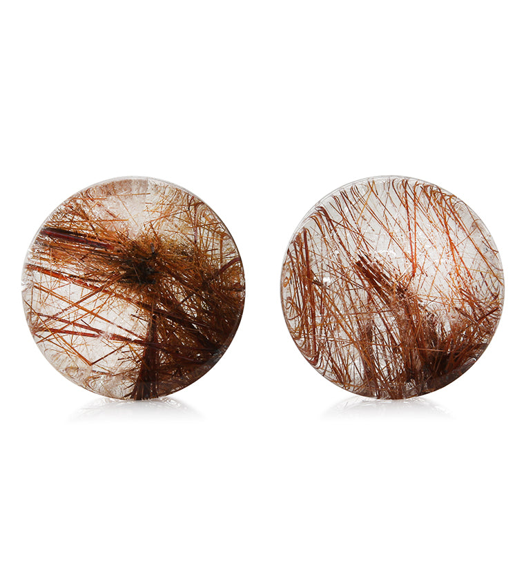 Rutilated Quartz Stone Plugs 1 Inch (25mm) Version 10