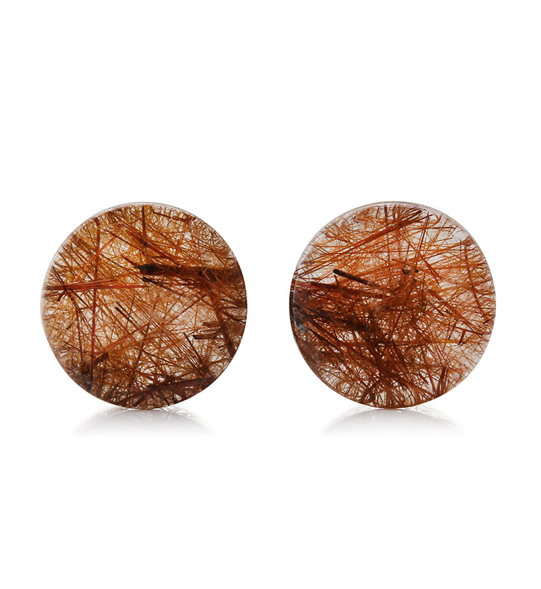 Rutilated Quartz Stone Plugs 3/4 Inch (19mm) Version 11