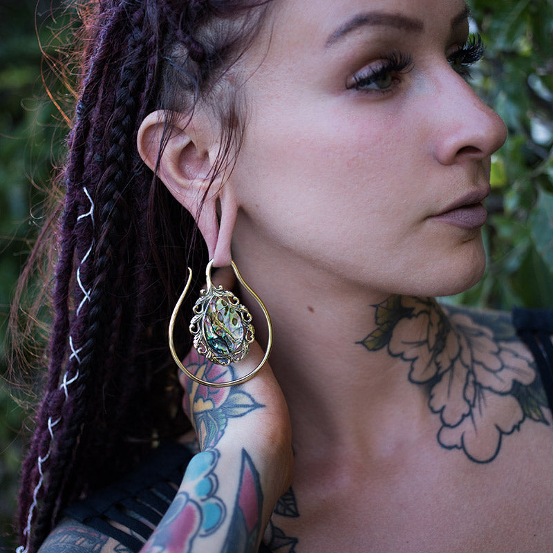 Vague Abalone Brass Ear Weights