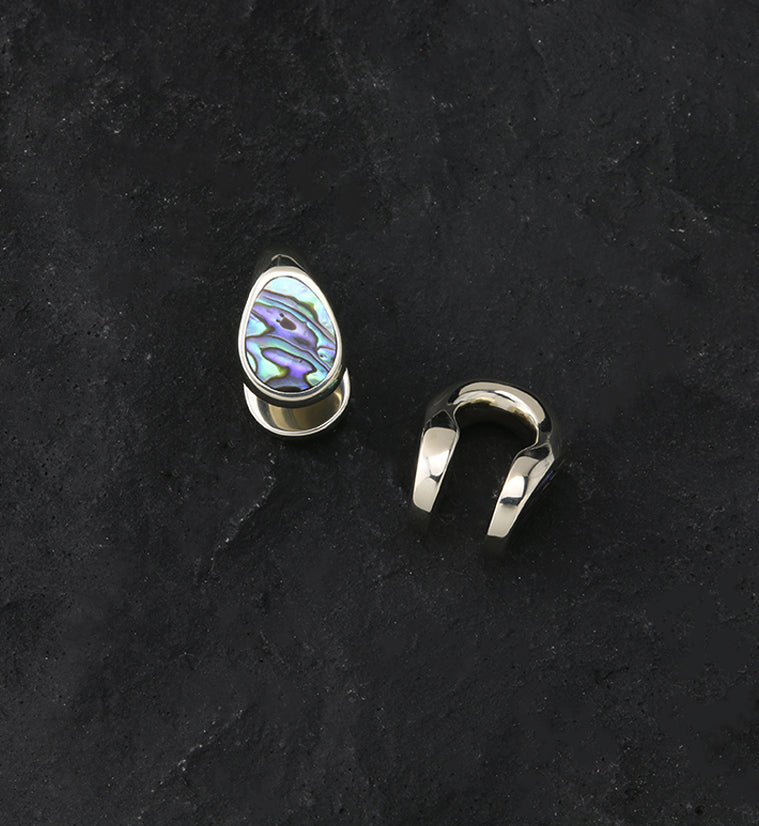 Abalone Keyhole White Brass Ear Weights
