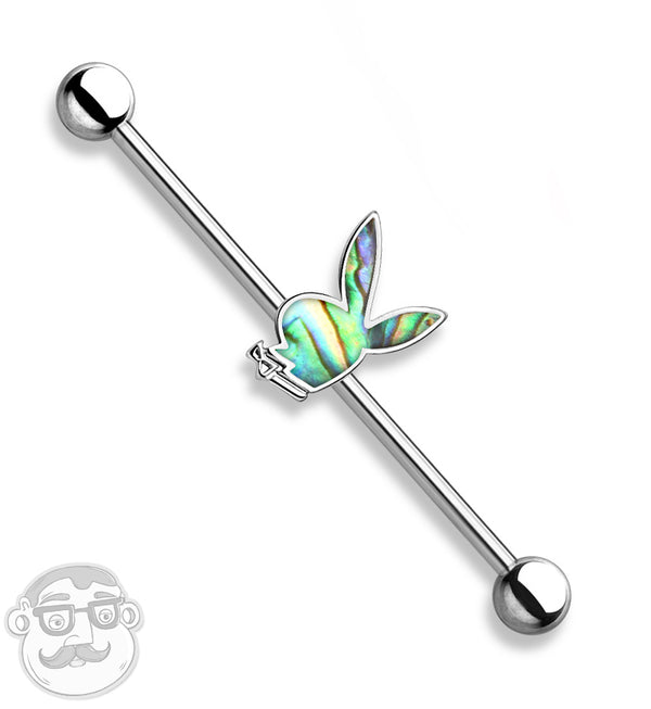 Abalone Shell Playboy Bunny Industrial Barbell