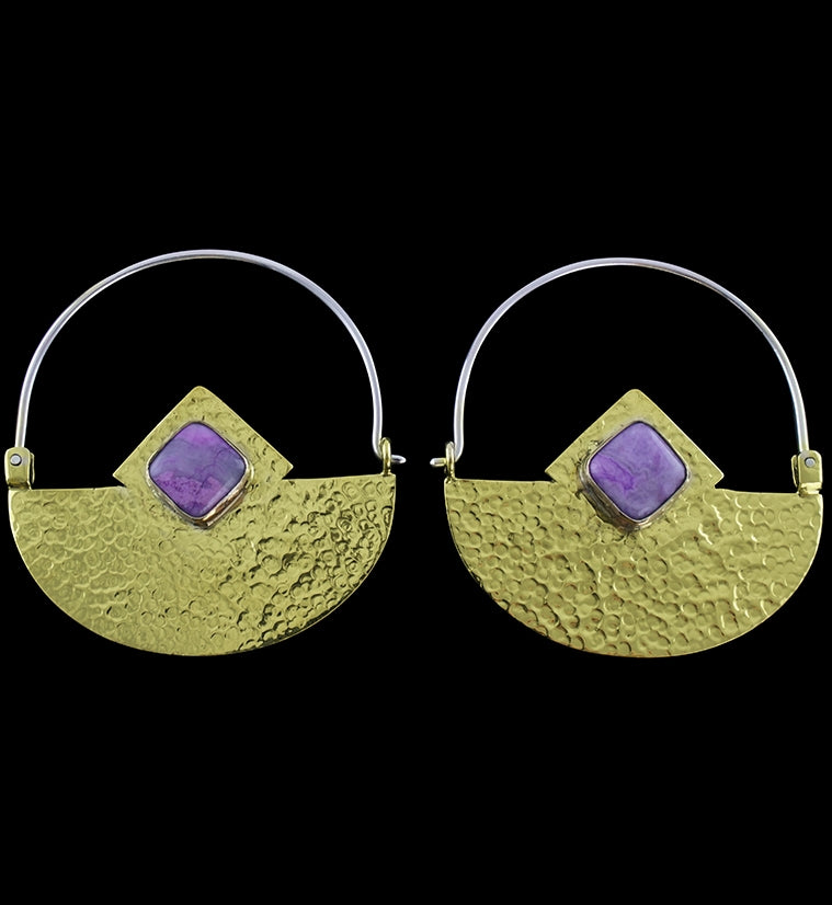 14G Acicular Agate Stone Brass Hangers