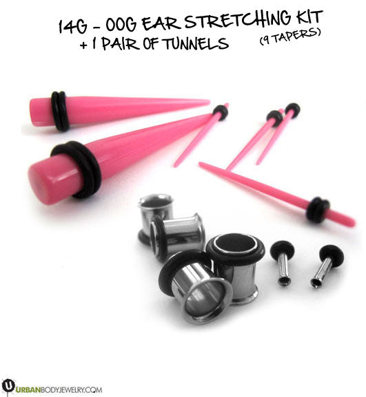Acrylic Hot Pink Ear Stretching Kit