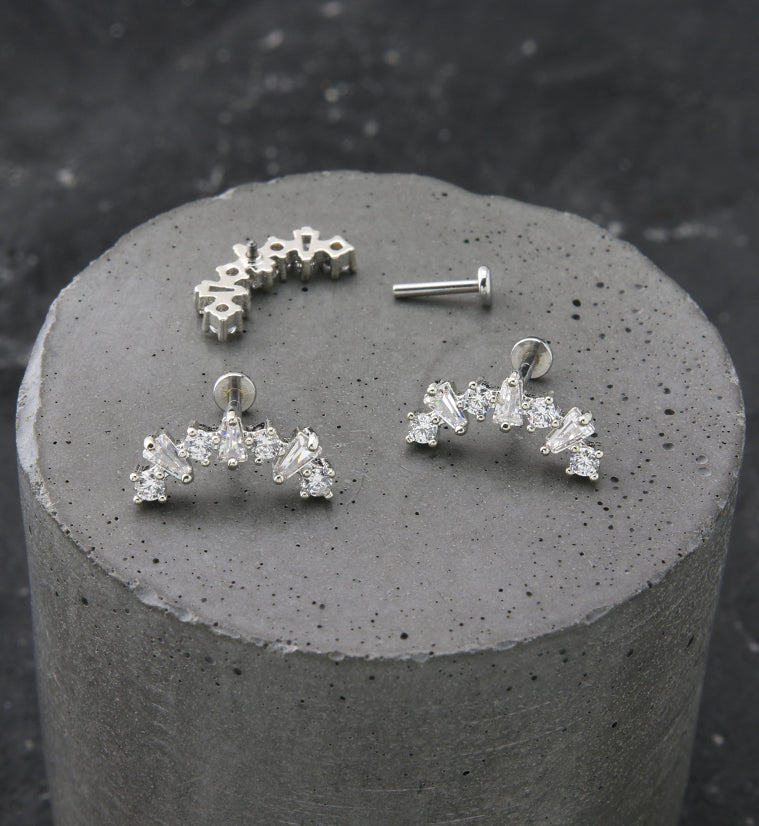 Alternate Clear CZ Stainless Steel Internally Threaded Labret