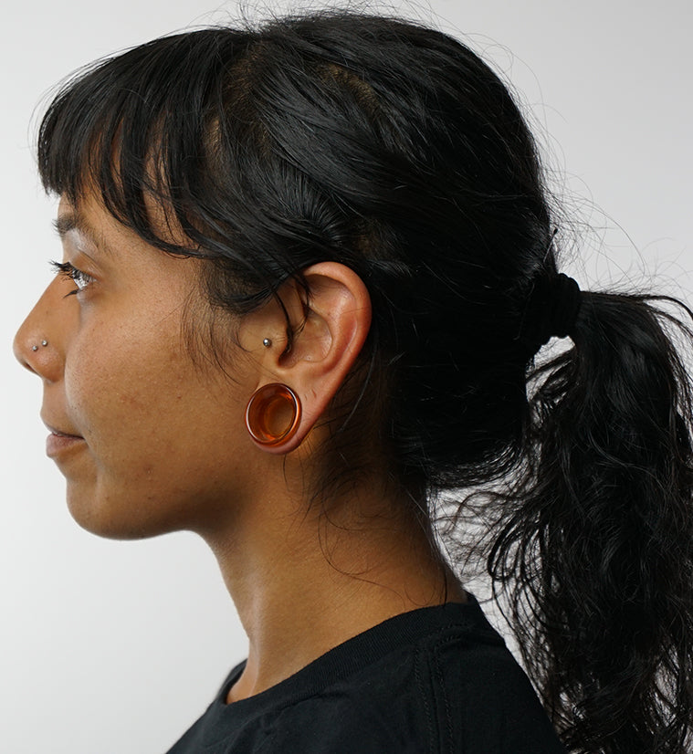 Amber Glass Tunnel Plugs