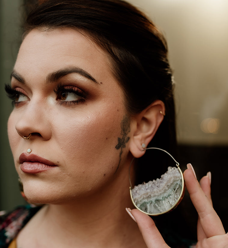 Fascicle Titanium & Amethyst Earrings