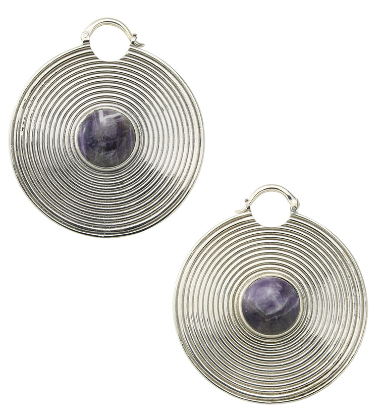 Hypnotic Amethyst White Brass Ear Weights